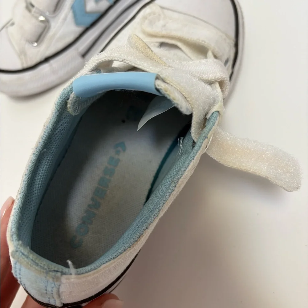 Converse Star Player Kids White/Blue Hook & Loop Low Top Sneakers US 12.5